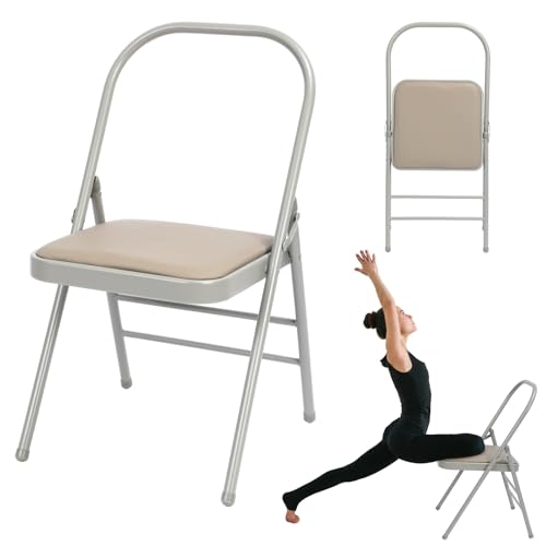 Grey RattanView Yoga Auxiliary Chair with Lumbar Support - Backless, Foldable