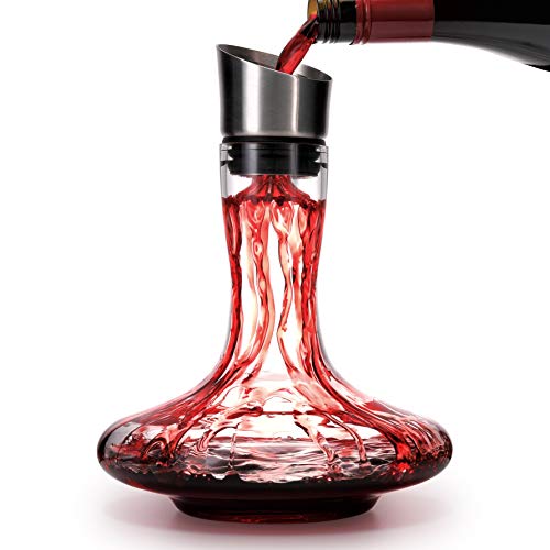 750ml Red Wine Decanter with Built-in Aerator - Crystal Glass Carafe