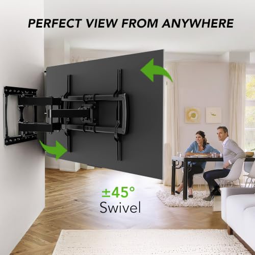 32-85 Inch Full Motion TV Wall Mount Bracket with Dual Articulating Arms, Tilt, Swivel & Leveling - Fits 8-16 Inch Studs, Max 132lbs, AX WABER