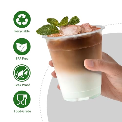 12oz Clear Plastic Cups Disposable 300 Count - Perfect for Cold Beverages - Variation: Clear / 12oz-300