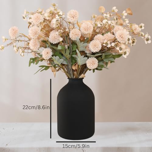 Large Matte Black Vase for Flowers - 8.6in Tall, Modern Home Decor - Variation of THIS listing: Black