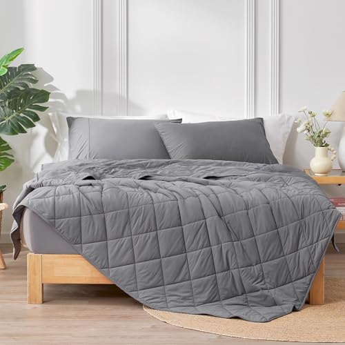 Dark Grey King Size Cooling Blanket Cozy Bliss Q-Max 0.45 Ultra-Light Breathable Bed Cover