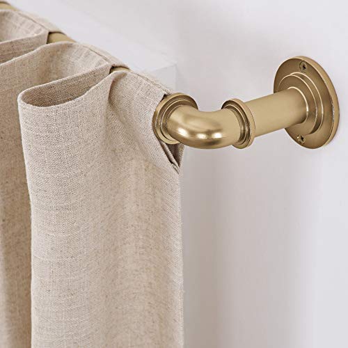 MODE Industrial Gold Curtain Rod 76-144 Inches for Darkening Windows, Adjustable Fit
