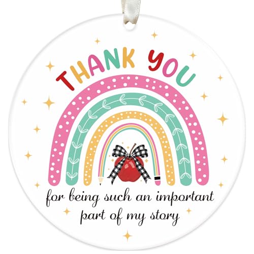 INCOK Teacher Christmas Ornament 2025 - Thank You Gift for Educators, Round Acrylic Holiday Decor, Teacher Appreciation, Christmas Tree Decoration