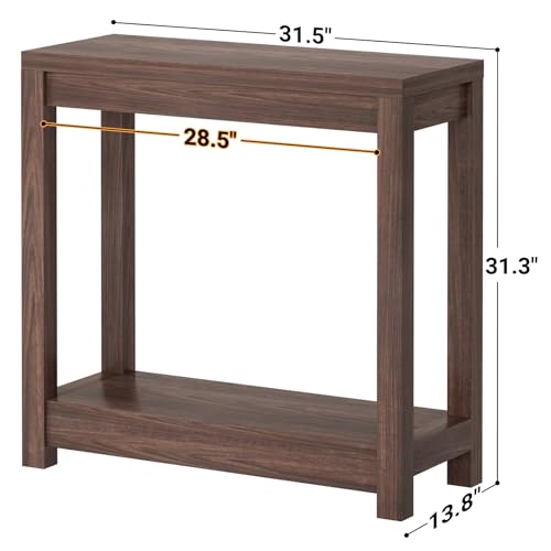 Small Farmhouse Entryway Table with Storage - Black Walnut, 32 Inch Narrow Console
