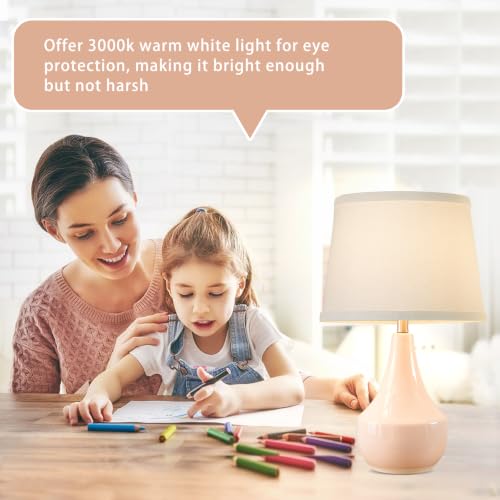 GyroVu 18.63-Inch Pink Ceramic Bedside Table Lamp Set of 2 with LED Bulbs