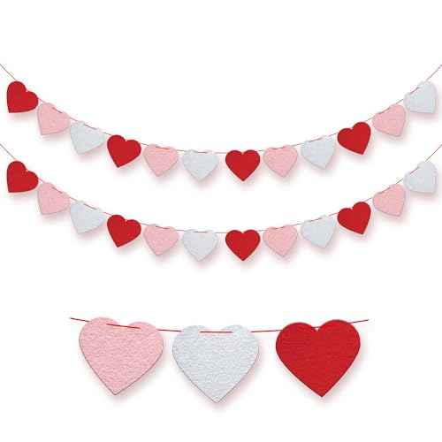 KatchOn, Red Felt Heart Garland - 8.2 Feet No DIY | Heart Decorations, Anniversary Day Decorations | Love Garland, Engagement Party Decorations | Love Decorations, Romantic Decorations Special Night