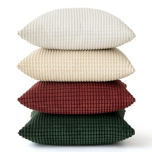 MIULEE 18x18 Inch Throw Pillow Covers Set of 4 Christmas Red & Green