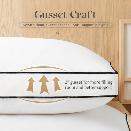 Mosluna White King Size Goose Feather Down Pillow Set of 2 Luxury Hotel Collection