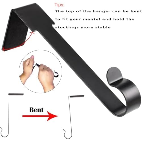 ARCHCRTC 4 Pcs Christmas Stocking Holders Mantel Hook Hangers Fireplace Hooks Hanger Christmas Stocking Hook Fireplace Hanger Grip for Christmas Party Decorations (Black, 4)