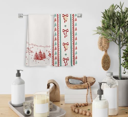 Vintage Santa Kitchen Towels Set of 2 | 16x24 inch Christmas Tea Towels