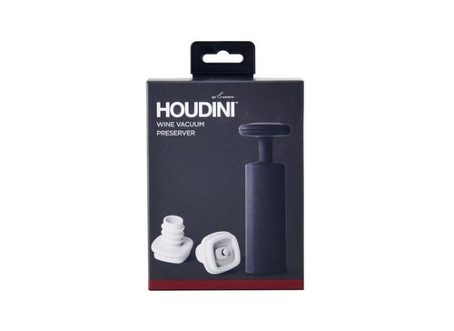Houdini Wine Vacuum Preserver, 6"x 4"x 7", Black