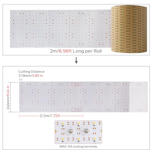 3000K Warm White LED Backlight Sheet - Flexible, Cuttable, 6.56Ft IP20, for Countertop & Marble