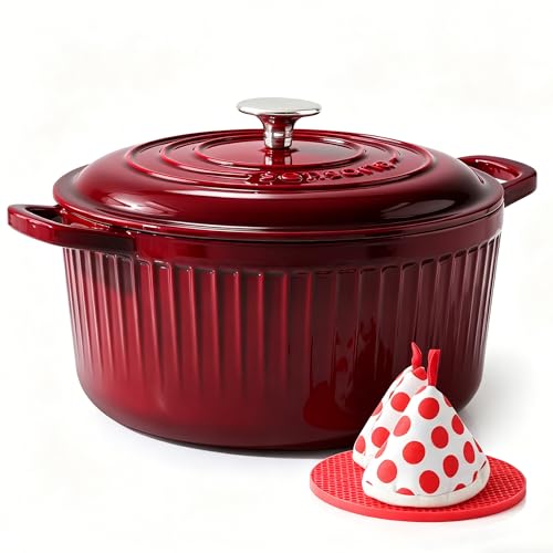 SENSARTE 5.5QT Dutch Oven with Lid, Enameled Cast Iron Pot Safe