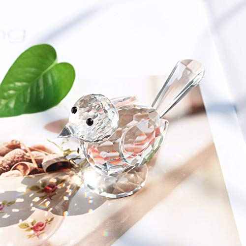 H&D HYALINE & DORA Crystal Bird of Happiness Collectible Figurines Glass Animal Figurine for Table Home Decoration