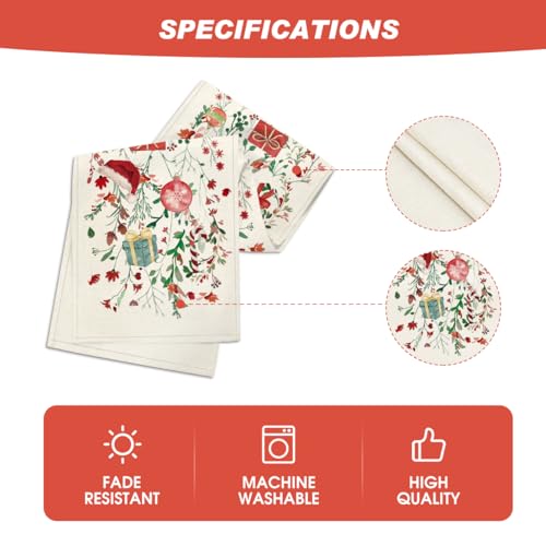 Artoid Mode 13x108 Inch Floral Christmas Table Runner - Beige, Wild Flowers & Grasses, Holiday Kitchen Decor
