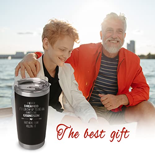 Grandson Travel Tumbler 20oz Stainless Steel Insulated Cup Gift for Men & Women