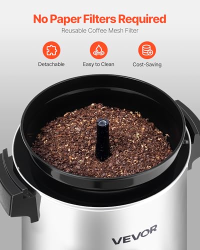 40-Cup Commercial Coffee Urn - 6.3 Qt Hot Beverage Dispenser, 1090W
