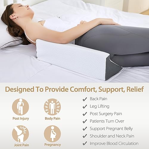 Touchutopia Gray White 20-Inch Wedge Pillow for Side Sleepers & Recovery