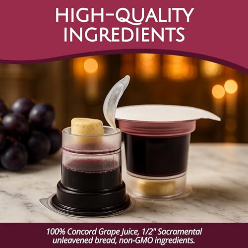 Prefilled Communion Cups & Wafer Set - 100 Count, No Sugar, Non-GMO