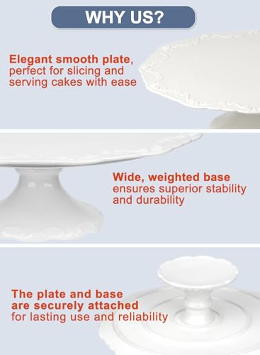 12-Inch White Cake Stand for 10-Inch Cakes Porcelain Pedestal Wedding Dessert Display