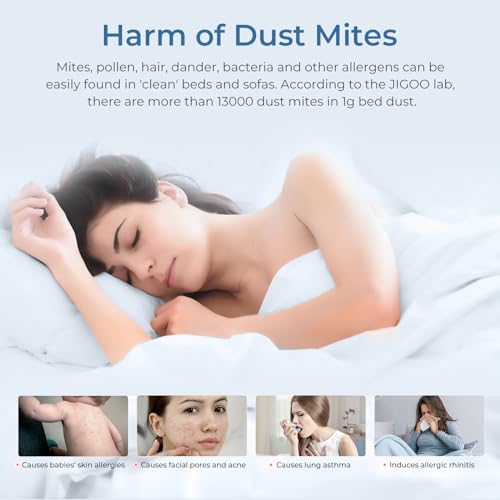 JIGOO S300 PRO Mattress Vacuum Cleaner with UV & Ultrasonic, HEPA Filter, Handheld Bed & Sofa Cleaner