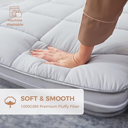 Jamdok 4-Inch Gel Memory Foam Mattress Topper Small Single Gray Cover 72x24