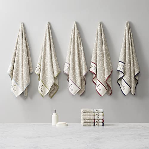 Purple Cotton Bath Towel Set - 6 Piece, 600 GSM, Embroidered & Jacquard