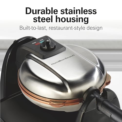 Hamilton Beach Flip Belgian Waffle Maker with Removable Ceramic Grids, Black, Single Flip Design