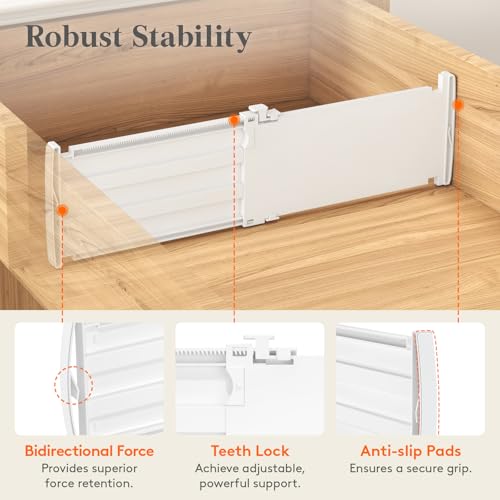 Lifewit 5-Inch Adjustable Drawer Dividers - 8 Pack, Deep Closet & Clothes Organizer (5"H, 11.5-18.5"L)
