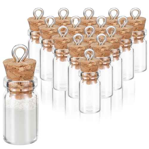 16PCS Small Glass Bottles With Cork Lids, 1ml Mini Wishing Bottles, Clear Decorative Bottle, Tiny Jars for Christmas, Halloween, Wedding Party Decorations, DIY Arts and Crafts (10x30mm/0.4x1.18Inch)