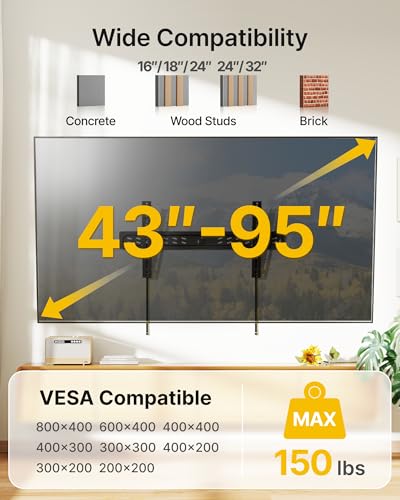 monTEK Ultra Slim Fixed TV Wall Mount for 43–95 Inch TVs Supports 150 lbs - Variation of THIS listing