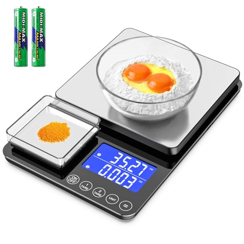 Digital Kitchen Scale 33lb/15kg Food & Jewelry Weighing Platform with Non-Rechargeable Black Finish