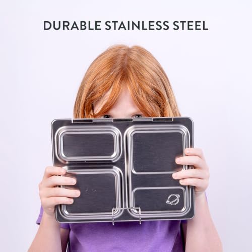 PlanetBox Launch Stainless Steel Lunchbox Replacement - 3 Compartments, Brushed Finish, Recycled Bento Container