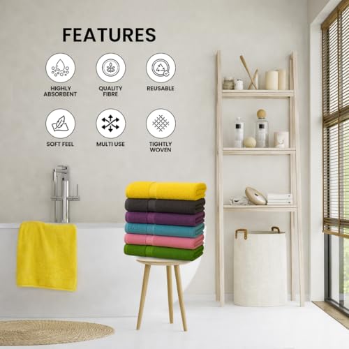 ZUPERIA 6-Pack Large Cotton Bath Towels 30x60 Inches - Multicolor, Soft & Absorbent