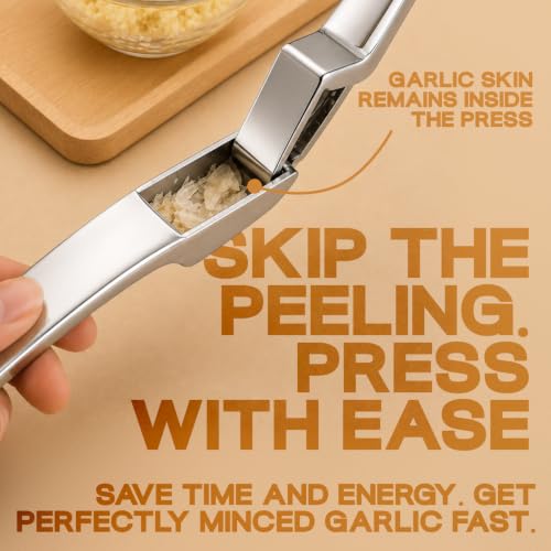 Gourmet Easy Garlic Press - Fine Mince, No Peeling Required, Lifetime Replacement