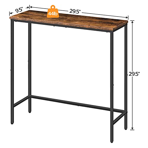 HOOBRO 2 Pack Narrow Console Tables Rustic Brown & Black - 29.5" Entryway & Sofa Tables