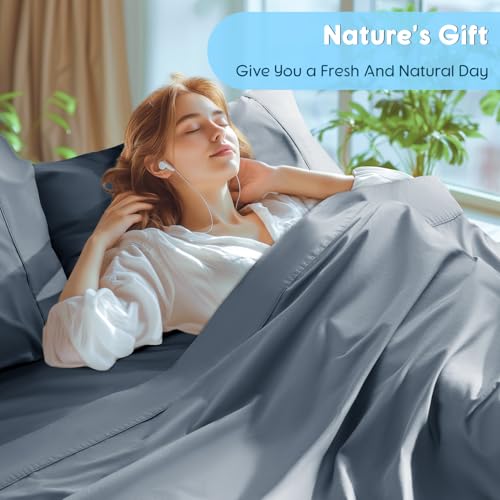 SONORO KATE 1000TC Egyptian Cotton King Sheets French Blue Extra Deep Pocket