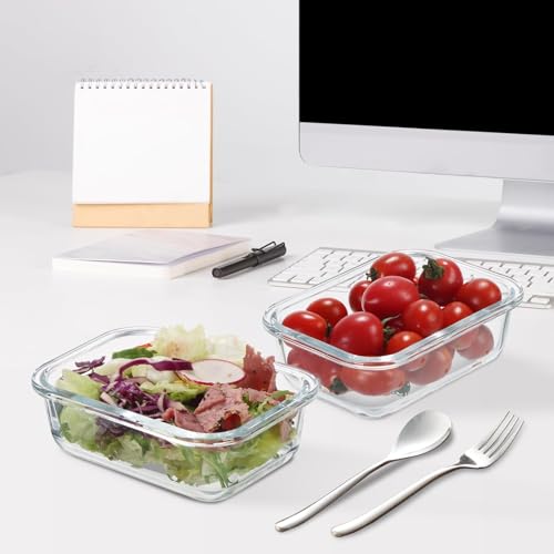 GULFLIN 12 Pack 22 oz Glass Meal Prep Containers with Airtight Lids, Gray