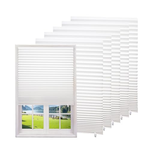 White 6-Pack Temporary Window Blinds - 36x72 Inch Adhesive Paper Shades, Easy Install