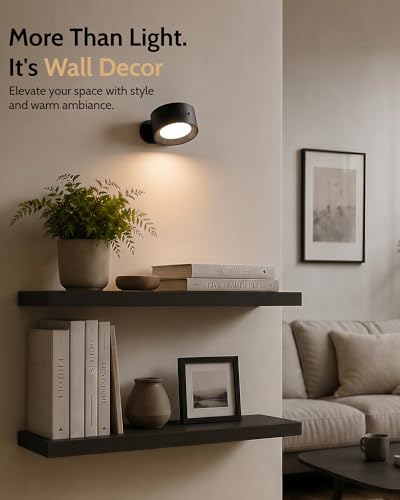 Rechargeable Magnetic Wall Sconce with Remote - Black / 3
