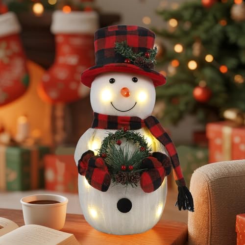 Sancodee Lighted Snowman Christmas Decor - Indoor 12" Style 2