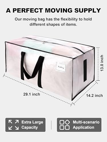 Heavy Duty Moving Storage Bags - 200lb Support, Water-Resistant, 12 Pack - Semi-Transparent