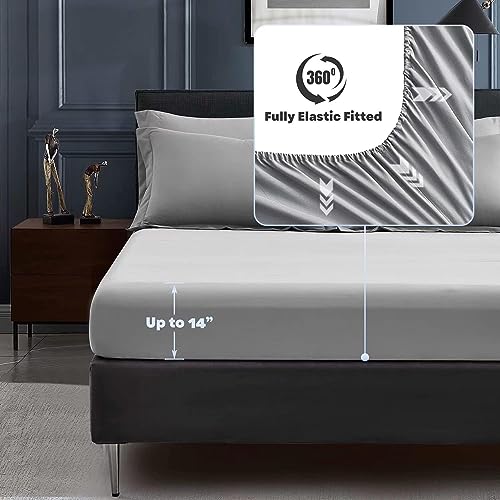 Grey Full Size Comforter Set 7 Pieces Bed in a Bag - All Season Bedding