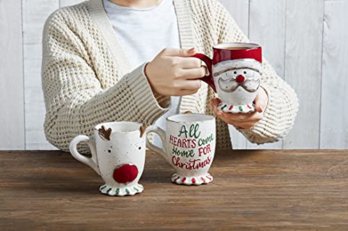 Mud Pie Farmhouse Reindeer Pedestal Mug, 16 oz