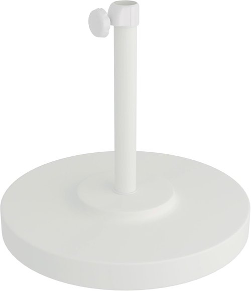 California Umbrella 50 lbs. Round Concrete Umbrella Base - Durable Powdercoated Steel, White Frame