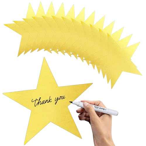 24PCS Gold Star Cutouts, 11 Inch Large Double Printed Paper Stars Cutouts, Cardboard Star Cutouts, Glitter Stars Decorations for Classroom Wall Movie Night Bulletin Board Party Supply