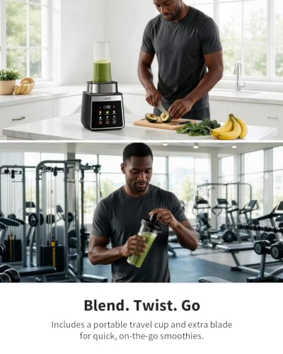 1300W Heavy Duty Blender with 6 Presets, 74oz & 22oz Capacity, Ice Crushing