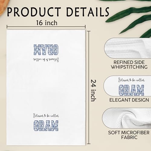Gnmduw Gram Kitchen Towels for Grandma - Blessed Hand Dish Towels, 16x24 Inch Gift