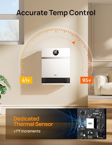 Wall-Mounted Space Heater with Oscillation & Remote Control - Pure White